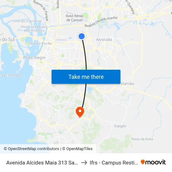 Avenida Alcides Maia 313 Sarandi to Ifrs - Campus Restinga map