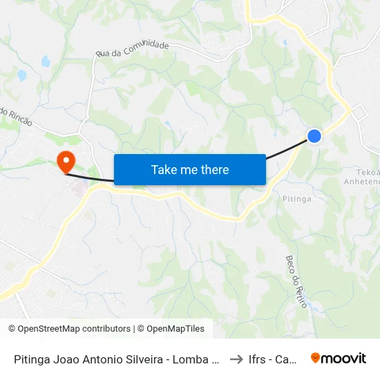 Pitinga Joao Antonio Silveira - Lomba Do Pinheiro Porto Alegre - Rs 91790-400 Brasil to Ifrs - Campus Restinga map
