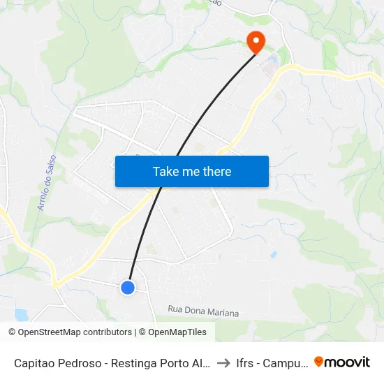 Capitao Pedroso - Restinga Porto Alegre - Rs 91790-000 Brasil to Ifrs - Campus Restinga map