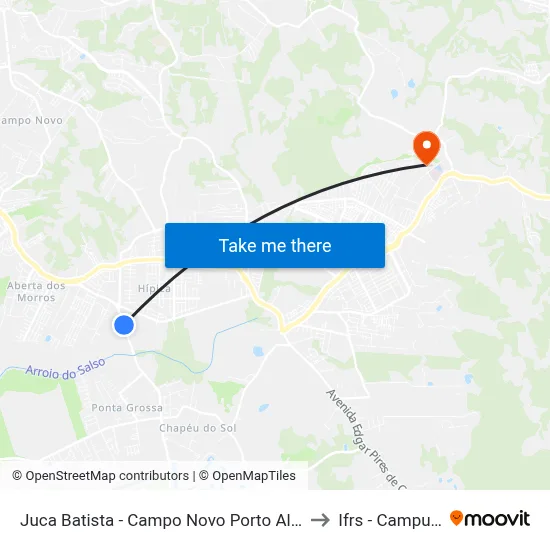 Juca Batista - Campo Novo Porto Alegre - Rs 91755-851 Brasil to Ifrs - Campus Restinga map
