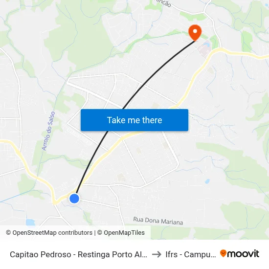 Capitao Pedroso - Restinga Porto Alegre - Rs 91790-400 Brasil to Ifrs - Campus Restinga map