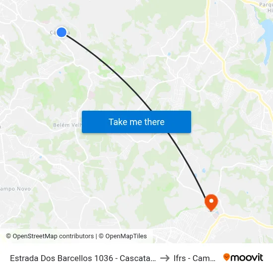 Estrada Dos Barcellos 1036 - Cascata Porto Alegre - Rs 91712-300 Brasil to Ifrs - Campus Restinga map