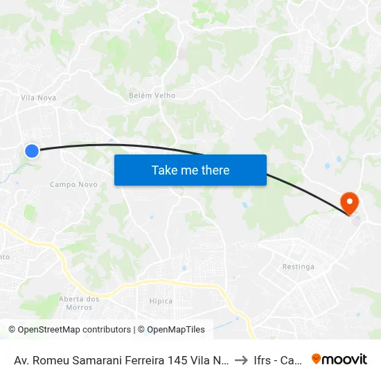 Av. Romeu Samarani Ferreira 145 Vila Nova Porto Alegre - Rio Grande Do Sul 91750-740 Brasil to Ifrs - Campus Restinga map