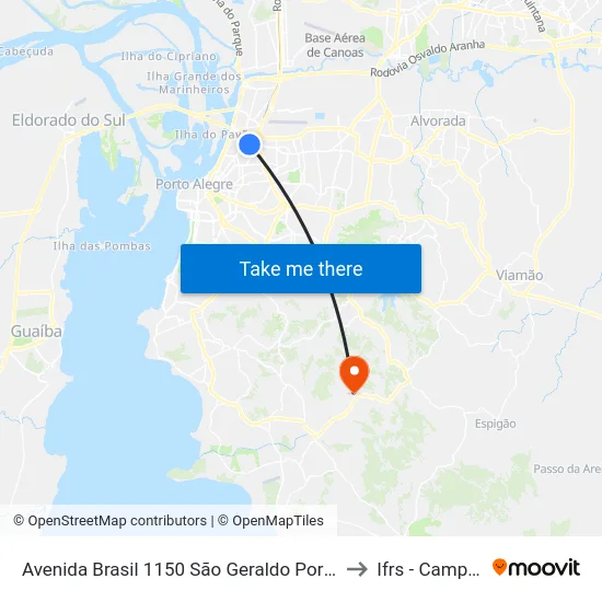 Avenida Brasil 1150 São Geraldo Porto Alegre - Rs 90230-061 Brasil to Ifrs - Campus Restinga map