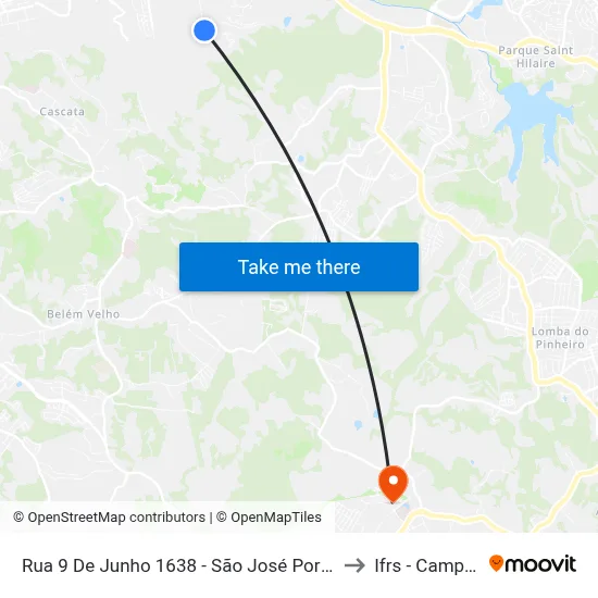 Rua 9 De Junho 1638 - São José Porto Alegre - Rs 91520-610 Brasil to Ifrs - Campus Restinga map