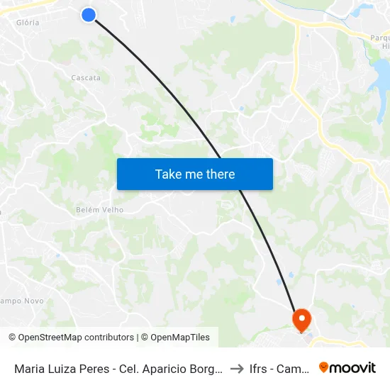 Maria Luiza Peres - Cel. Aparicio Borges Porto Alegre - Rs 91510-360 Brasil to Ifrs - Campus Restinga map