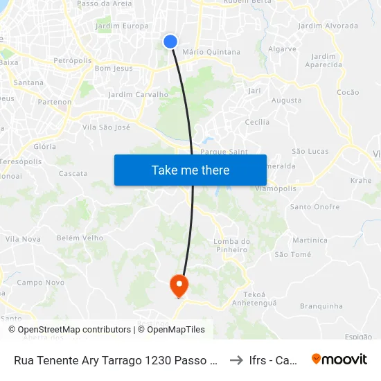 Rua Tenente Ary Tarrago 1230 Passo Das Pedras Porto Alegre - Rs 91510-390 Brasil to Ifrs - Campus Restinga map