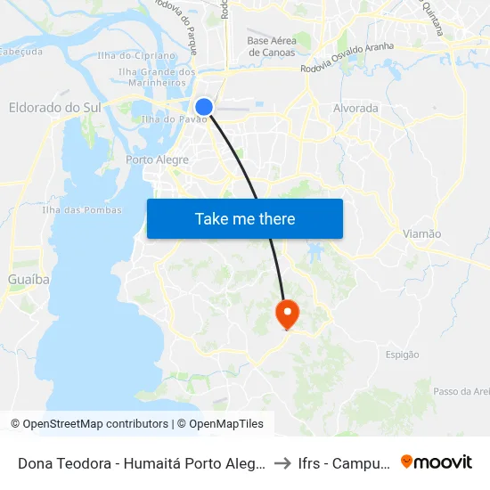Dona Teodora - Humaitá Porto Alegre - Rs 90240-001 Brasil to Ifrs - Campus Restinga map