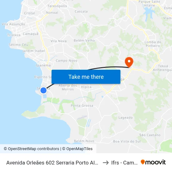 Avenida Orleães 602 Serraria Porto Alegre - Rio Grande Do Sul 91770-620 Brasil to Ifrs - Campus Restinga map