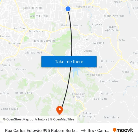 Rua Carlos Estevão 995 Rubem Berta Porto Alegre - Rs 91240-000 Brasil to Ifrs - Campus Restinga map