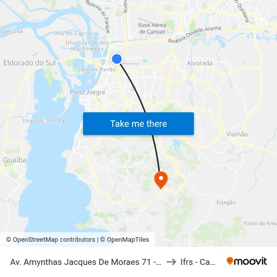 Av. Amynthas Jacques De Moraes 71 - Humaitá Porto Alegre - Rs 90245-050 Brasil to Ifrs - Campus Restinga map