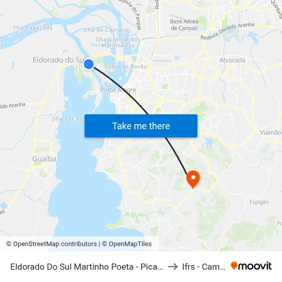 Eldorado Do Sul Martinho Poeta - Picada Eldorado Do Sul - Rs 92990-000 Brasil to Ifrs - Campus Restinga map