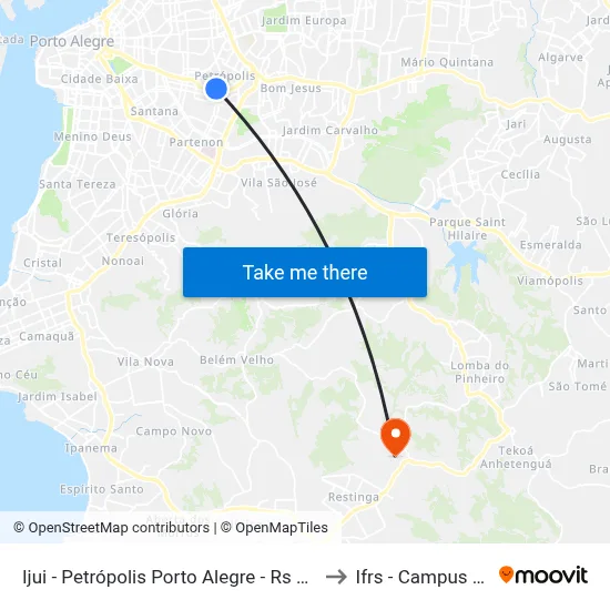Ijui - Petrópolis Porto Alegre - Rs 90460-200 Brasil to Ifrs - Campus Restinga map