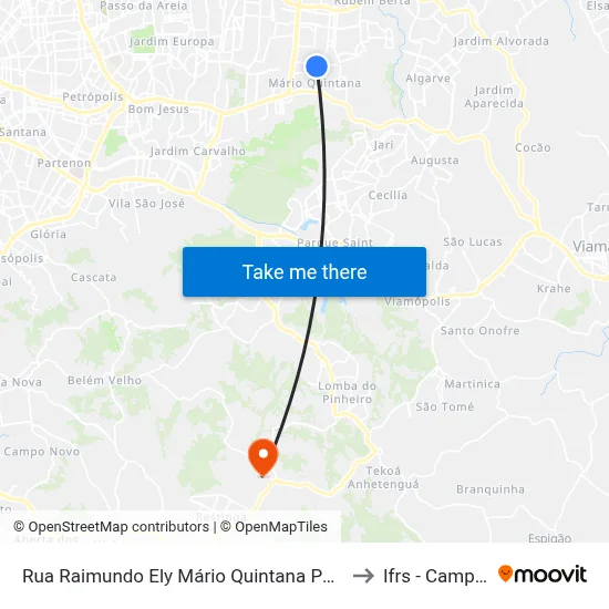 Rua Raimundo Ely Mário Quintana Porto Alegre - Rs 91260-706 Brasil to Ifrs - Campus Restinga map