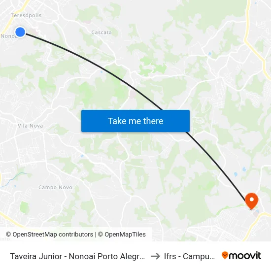 Taveira Junior - Nonoai Porto Alegre - Rs 90830-000 Brasil to Ifrs - Campus Restinga map