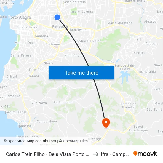 Carlos Trein Filho - Bela Vista Porto Alegre - Rs 90450-010 Brasil to Ifrs - Campus Restinga map