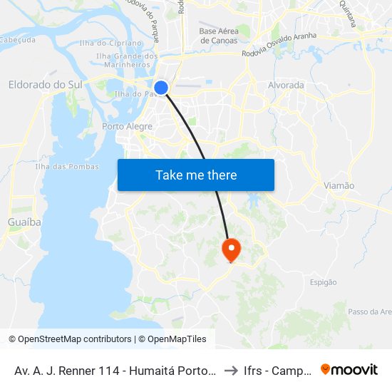 Av. A. J. Renner 114 - Humaitá Porto Alegre - Rs 90220-007 Brasil to Ifrs - Campus Restinga map