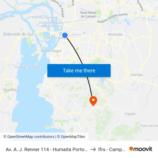 Av. A. J. Renner 114 - Humaitá Porto Alegre - Rs 90220-007 Brasil to Ifrs - Campus Restinga map