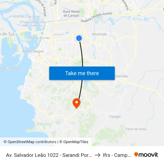 Av. Salvador Leão 1022 - Sarandi Porto Alegre - Rs 91130-700 Brasil to Ifrs - Campus Restinga map