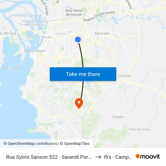 Rua Sylvio Sanson 522 - Sarandi Porto Alegre - Rs 91130-330 Brasil to Ifrs - Campus Restinga map