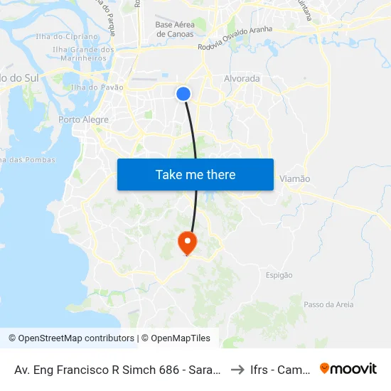 Av. Eng Francisco R Simch 686 - Sarandi Porto Alegre - Rs 91130-210 Brasil to Ifrs - Campus Restinga map