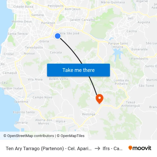 Ten Ary Tarrago (Partenon) - Cel. Aparicio Borges Porto Alegre - Rs 91510-390 Brasil to Ifrs - Campus Restinga map