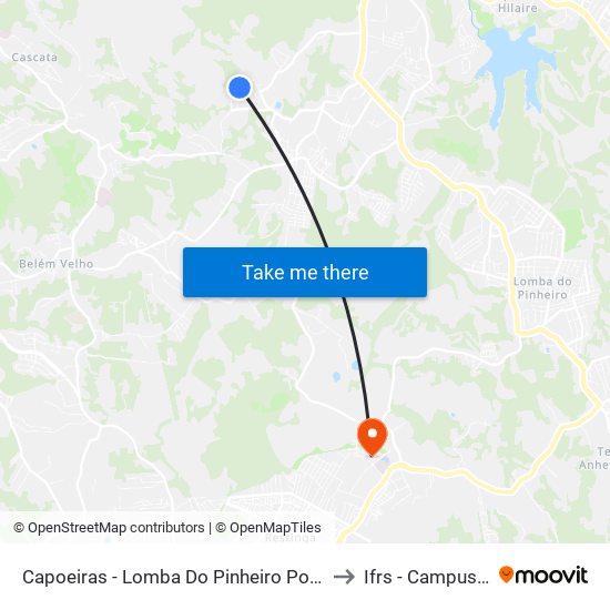 Capoeiras - Lomba Do Pinheiro Porto Alegre - Rs Brasil to Ifrs - Campus Restinga map