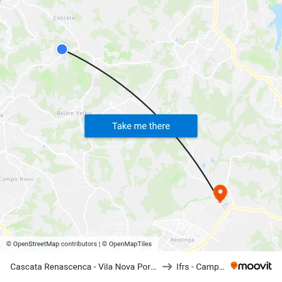 Cascata Renascenca - Vila Nova Porto Alegre - Rs 91712-370 Brasil to Ifrs - Campus Restinga map