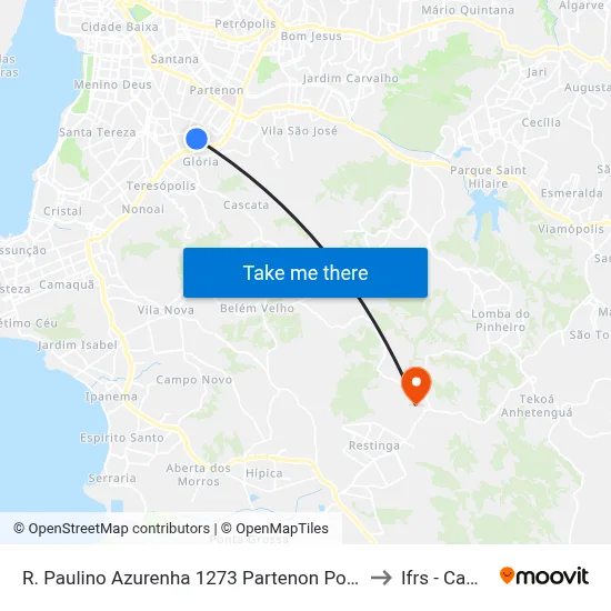R. Paulino Azurenha 1273 Partenon Porto Alegre - Rio Grande Do Sul 90680-240 Brasil to Ifrs - Campus Restinga map