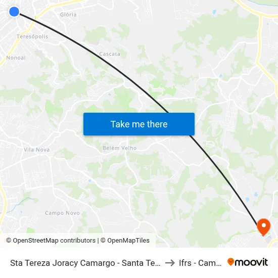 Sta Tereza Joracy Camargo - Santa Tereza Porto Alegre - Rs 90840-520 Brasil to Ifrs - Campus Restinga map