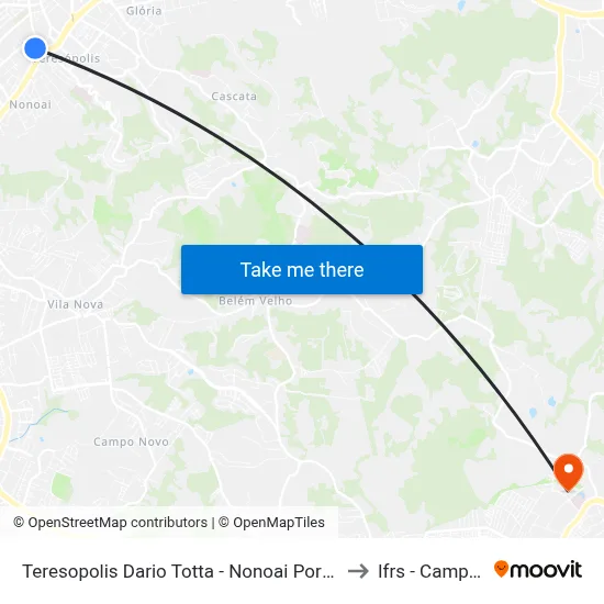 Teresopolis Dario Totta - Nonoai Porto Alegre - Rs 90840-740 Brasil to Ifrs - Campus Restinga map
