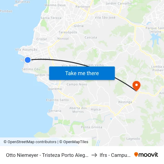 Otto Niemeyer - Tristeza Porto Alegre - Rs 91900-190 Brasil to Ifrs - Campus Restinga map