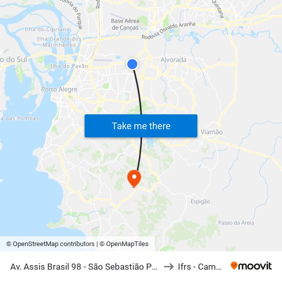Av. Assis Brasil 98 - São Sebastião Porto Alegre - Rs 91110-000 Brasil to Ifrs - Campus Restinga map