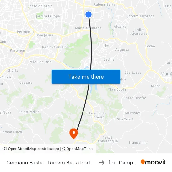Germano Basler - Rubem Berta Porto Alegre - Rs 91240-320 Brasil to Ifrs - Campus Restinga map