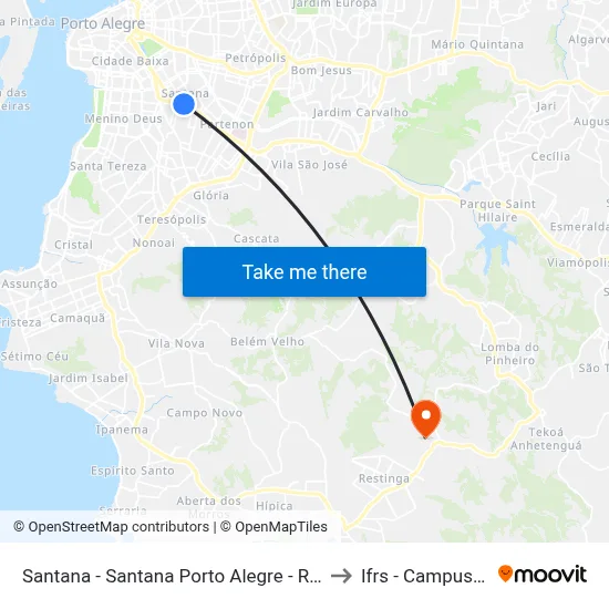 Santana - Santana Porto Alegre - Rs 90040-373 Brasil to Ifrs - Campus Restinga map