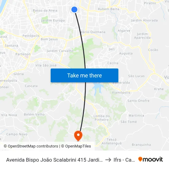 Avenida Bispo João Scalabrini 415 Jardim Itu-Sabará Porto Alegre - Rio Grande Do Sul 91225 Brasil to Ifrs - Campus Restinga map