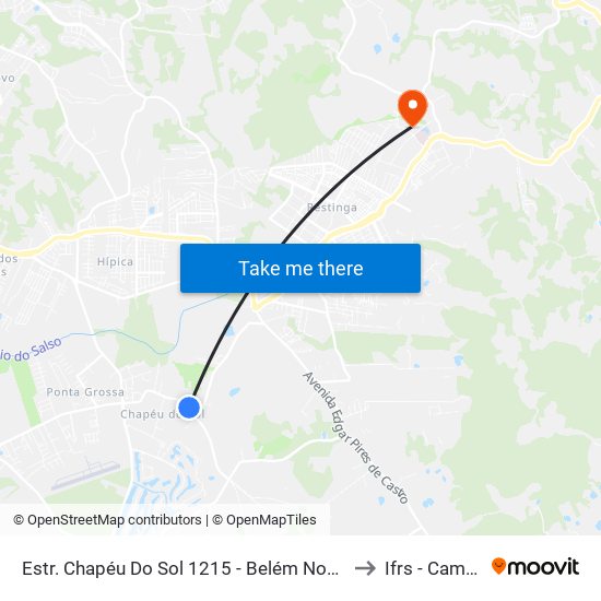 Estr. Chapéu Do Sol 1215 - Belém Novo Porto Alegre - Rs 91787-030 Brasil to Ifrs - Campus Restinga map