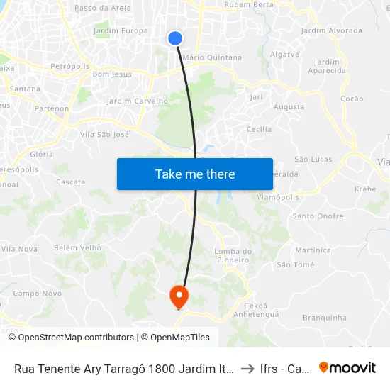 Rua Tenente Ary Tarragô 1800 Jardim Itu-Sabará Porto Alegre - Rio Grande Do Sul 91215 Brasil to Ifrs - Campus Restinga map