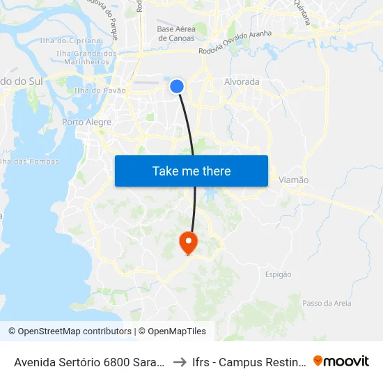 Avenida Sertório 6800 Sarandi to Ifrs - Campus Restinga map