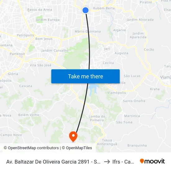 Av. Baltazar De Oliveira Garcia 2891 - São Sebastião Porto Alegre - Rs 91240-001 Brasil to Ifrs - Campus Restinga map
