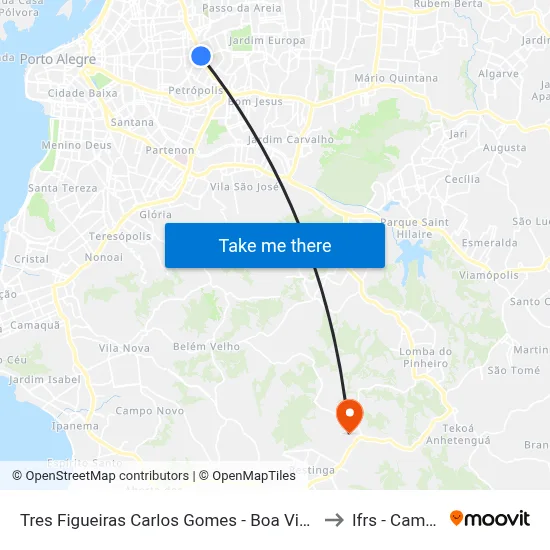 Tres Figueiras Carlos Gomes - Boa Vista Porto Alegre - Rs 90450-190 Brasil to Ifrs - Campus Restinga map