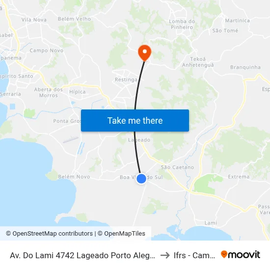 Av. Do Lami 4742 Lageado Porto Alegre - Rio Grande Do Sul 91782-701 Brasil to Ifrs - Campus Restinga map