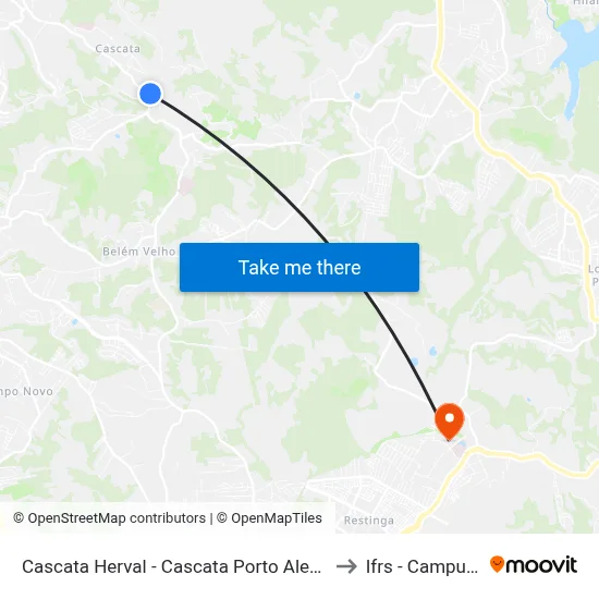 Cascata Herval - Cascata Porto Alegre - Rs 91712-063 Brasil to Ifrs - Campus Restinga map