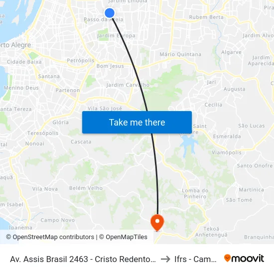 Av. Assis Brasil 2463 - Cristo Redentor Porto Alegre - Rs 91010-006 Brasil to Ifrs - Campus Restinga map