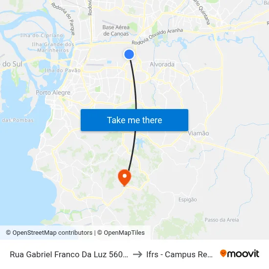Rua Gabriel Franco Da Luz 560 Sarandi to Ifrs - Campus Restinga map