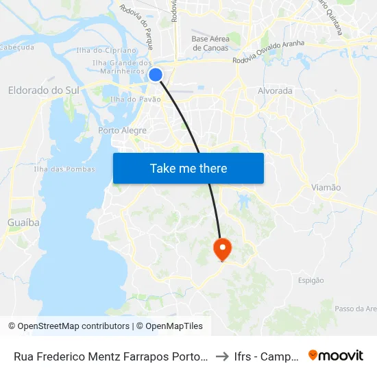 Rua Frederico Mentz Farrapos Porto Alegre - Rs 90250-370 Brasil to Ifrs - Campus Restinga map