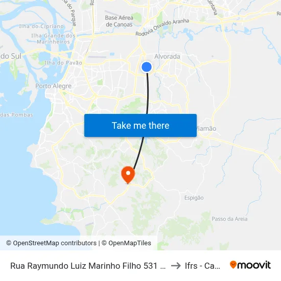 Rua Raymundo Luiz Marinho Filho 531 Rubem Berta Porto Alegre - Rs 91180-205 Brasil to Ifrs - Campus Restinga map