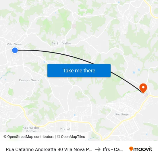 Rua Catarino Andreatta 80 Vila Nova Porto Alegre - Rio Grande Do Sul 91750 Brasil to Ifrs - Campus Restinga map