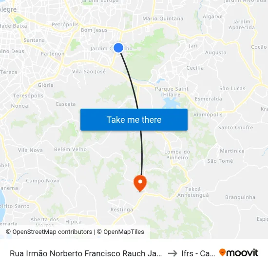 Rua Irmão Norberto Francisco Rauch Jardim Do Carvalho Porto Alegre - Rio Grande Do Sul 91430 Brasil to Ifrs - Campus Restinga map