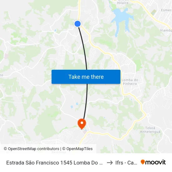 Estrada São Francisco 1545 Lomba Do Pinheiro Porto Alegre - Rio Grande Do Sul 91550-250 Brasil to Ifrs - Campus Restinga map